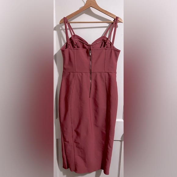 Mauve Bandage Strappy Mesh Bust Panel Midaxi Dress - Picture 3 of 6